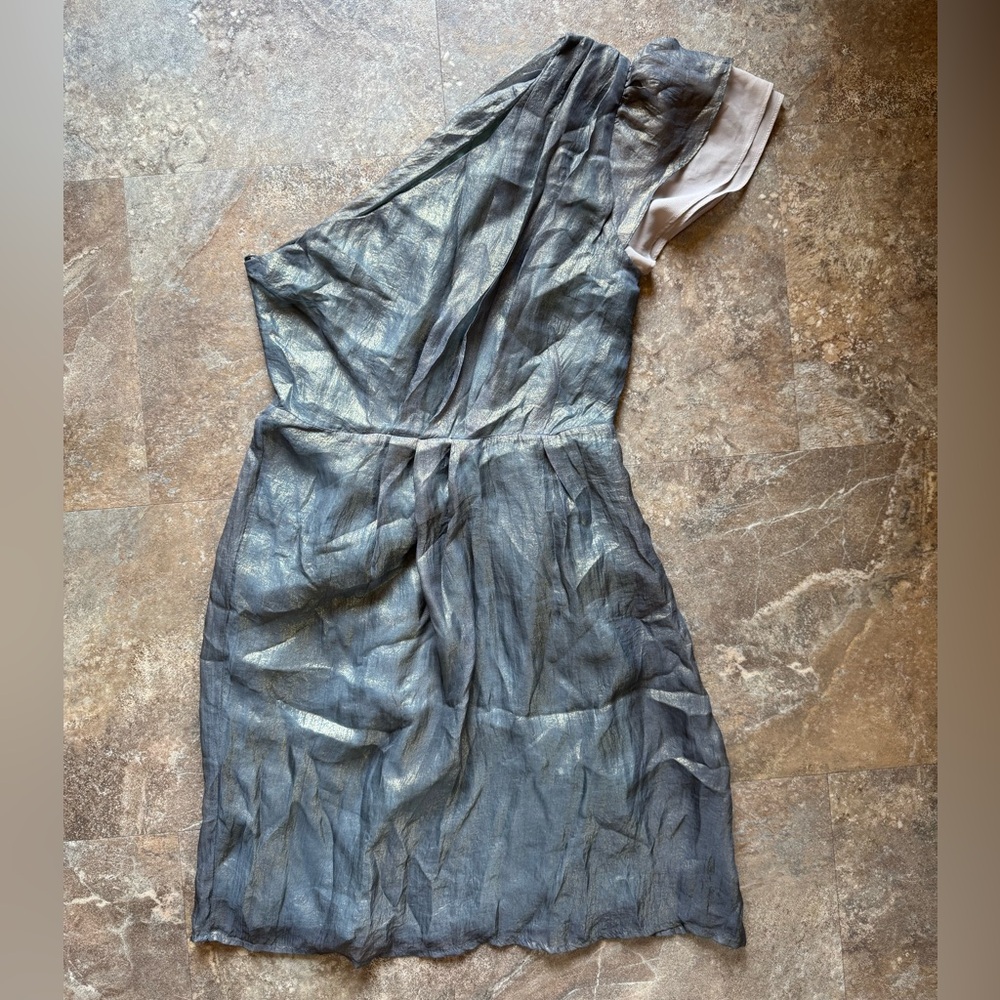 Elegant Shiny One-Shoulder Gray Dress